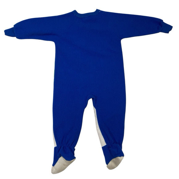 Vintage Barney Dinosaur Footed Zip Up Pajamas 90's Football 3T Lyons Group Flaws - Picture 2 of 13